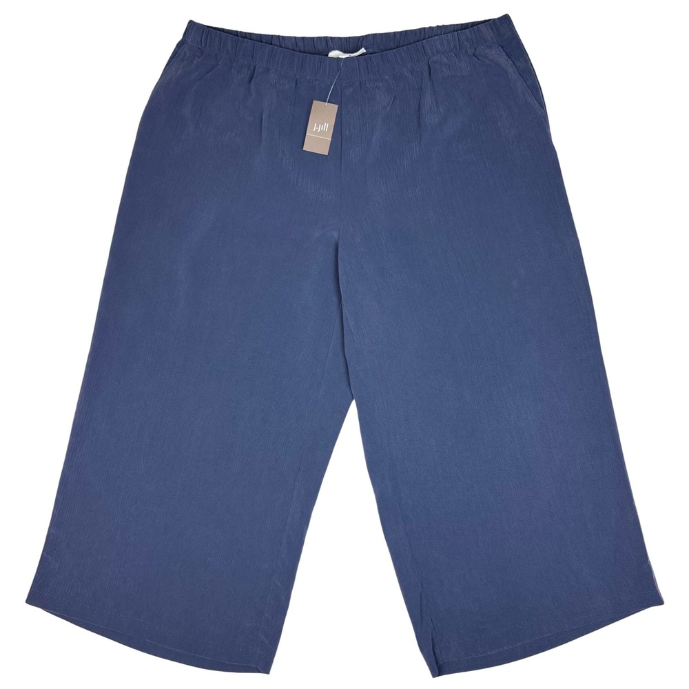 NWT J. Jill Pure Jill Sand-Washed Wide Leg Crop Pants Women 3X Soft Carbon Blue